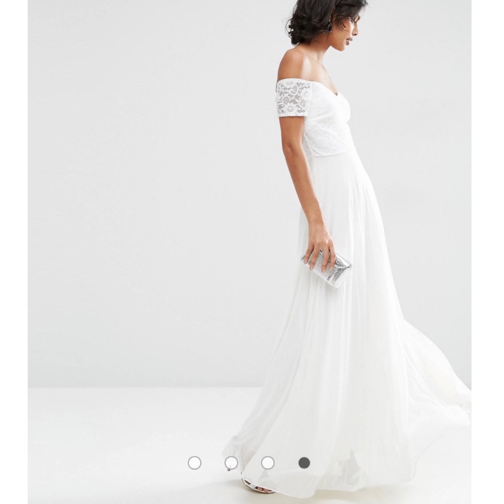 ASOS White Bardot lace maxi dress